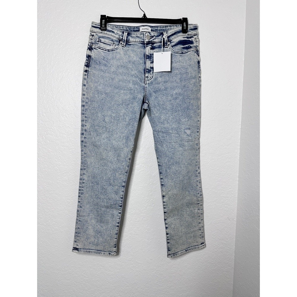 Pistola Light Wash High Rise Straight Leg Cropped Blue Jeans NWT